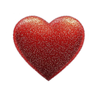 Sparkling red heart with glittery texture, symbolizing love and affection. heart is vibrant and eye catching, perfect for romantic or celebratory themes png