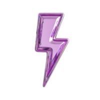 Shiny purple lightning bolt icon with glossy finish, symbolizing energy and power. vibrant color and sleek design make it visually striking and modern png
