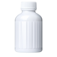 Plain white plastic bottle with ribbed cap, suitable for storing liquids or chemicals, stands against transparency background. minimalist design emphasizes functionality png