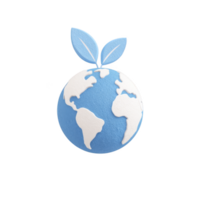 Stylized blue and white globe with two leaves on top symbolizes environmental awareness and sustainability. design emphasizes eco friendly concepts and global conservation png