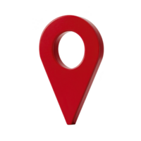 Red 3D map pin icon isolated on transparency background, symbolizing location or navigation. pin is simple and modern, often used in digital maps and applications png