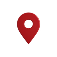 Red map pin icon with circular hole in center, symbolizing location or navigation. simple design is commonly used in digital maps and applications png