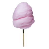 Pink cotton candy on stick, fluffy and sweet, isolated on transparency background. This classic carnival treat evokes nostalgia and joy, perfect for fairs and festivals png