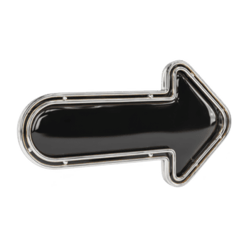 Black neon arrow sign with glowing outline points to right, creating modern and eye catching design. sign is isolated on transparent background, ideal for digital use png