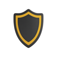 Black shield with yellow border symbolizes protection and security, often used in digital contexts to represent cybersecurity or data protection. simple design conveys strength and safety png