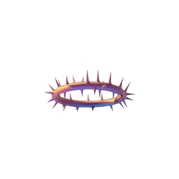 vistoso, puntiagudo circular objeto con metálico brillo, parecido a futurista o resumen diseño, es centrado en llanura antecedentes. vibrante matices crear sorprendentes visual efecto png