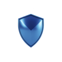 Shiny blue shield with metallic finish symbolizes protection and security. sleek design and vibrant color convey strength and reliability, making it ideal for digital security themes png