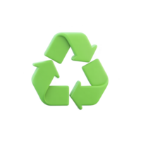 Green recycling symbol with three arrows forming triangle represents sustainability and environmental conservation. This icon is widely recognized for promoting recycling and eco friendly png