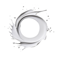 Dynamic splash of white paint forms circular shape against transparency background, creating striking and artistic visual. fluid motion and abstract design evoke creativity and movement png