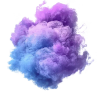 Vibrant cloud of purple and blue smoke creates mesmerizing and ethereal effect, blending seamlessly in dynamic display of color png