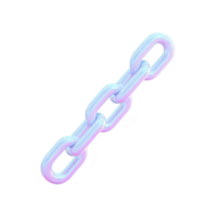 Shiny, iridescent chain with futuristic design, featuring interconnected links in gradient of pastel colors, floating against transparent background png
