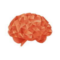 Geometric, orange brain illustration with polygonal shapes, symbolizing creativity and intelligence. abstract design is modern and artistic, evoking innovation and thought png