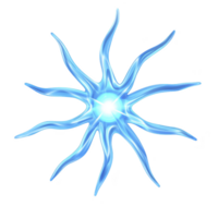 Glowing blue abstract star shape with wavy, translucent arms radiates from bright center, creating dynamic and futuristic design png
