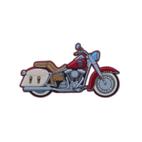 Red and brown vintage motorcycle illustration with sidecar, showcasing classic design elements and intricate details. image highlights retro style and vibrant colors png