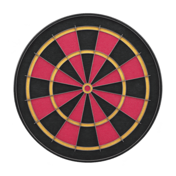 il giro bersaglio per freccette con alternato rosso e nero sezioni, con concentrico cerchi e bullseye nel centro, è progettato per precisione e precisione nel gioco di freccette png