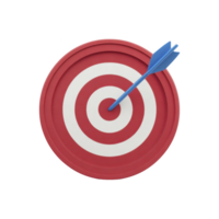 Red and white target with blue arrow hitting bullseye symbolizes precision and success. image conveys sense of achievement and focus png