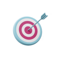 Blue arrow hits center of colorful target, symbolizing precision and success. target features concentric circles in blue and pink, set against plain background png