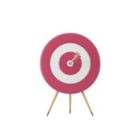 Red and white target with arrow in center stands on wooden tripod, symbolizing precision and success png
