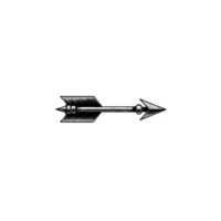 Sleek metallic arrow with sharp tip and detailed fletching, isolated on transparency background, conveys precision and focus png