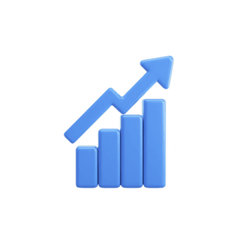 azul 3d Barra gráfico com para cima seta simboliza crescimento e sucesso dentro o negócio ou finança. gráfico bares aumentar dentro altura, representando positivo tendências e progresso png