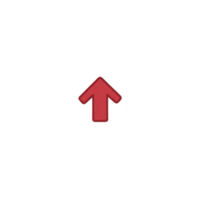 Red upward arrow symbol on transparent background, representing direction or increase. simple design is suitable for various digital applications, conveying movement or progress png