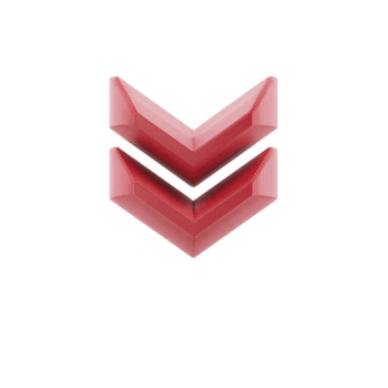 röd dubbel- sparre pilar pekande nedåt, skiktad med 3d effekt, isolerat på genomskinlighet bakgrund. design är modern och elegant, lämplig för digital gränssnitt eller grafisk design projekt png