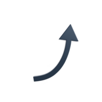 Sleek, dark blue upward arrow with curved design, symbolizing growth and progress, set against transparent background. Ideal for business or motivational themes png