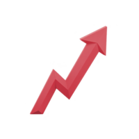 Red zigzag arrow pointing upwards symbolizes growth, progress, or increase in data or statistics. arrow bold color and dynamic shape convey sense of positive momentum and success png