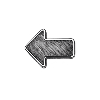 Textured black arrow pointing left on transparent background, ideal for design projects or presentations. arrow has sketch like appearance, adding creative touch png