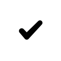 Simple black check mark symbol on transparent background, representing approval or completion png