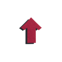 Red textured arrow pointing upwards on plain background, symbolizing direction or progress. shadow adds depth, creating three dimensional effect png
