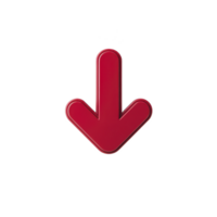 Bold red arrow pointing downward on plain background, symbolizing direction or navigation. simple design is eye catching and clear, ideal for various graphic uses png