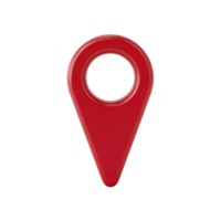 Red location pin icon with circular hole in center, symbolizing navigation and mapping. design is simple and modern, often used in digital maps to indicate specific point or location png