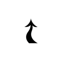 Black, curved arrow pointing upwards on transparent background symbolizes direction and progress. simple design is versatile for various uses, such as presentations or infographics png