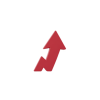Red upward arrow with zigzag design symbolizes growth or increase, often used in financial or business contexts to represent positive trends or progress png