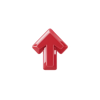 Shiny red 3D arrow pointing upwards, symbolizing direction or progress. arrow has glossy finish, giving it modern and dynamic appearance png