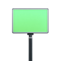Rectangular green screen on stand is isolated on transparency background, ideal for production or photography. vibrant green color is perfect for chroma keying png