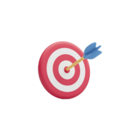 Colorful 3D target with red and white bullseye is struck by blue arrow, symbolizing precision and success png