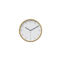 Minimalist wall clock with gold frame and simple black hands on white face, set against plain background. design is sleek and modern, emphasizing simplicity and elegance png