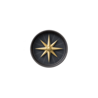 Golden compass rose with transparency background, symbolizing navigation and exploration. design is elegant and classic, featuring central star with eight points png