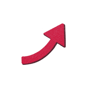 rosso verso l'alto freccia con curvo design su trasparente sfondo, simboleggiante crescita o progresso. freccia è strutturato, dando esso tre dimensionale aspetto png