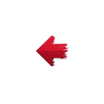 Red arrow pointing left with distressed texture, symbolizing direction or navigation. arrow rough edges add dynamic and edgy feel, making it visually striking png