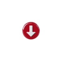 Red circular button with white downward arrow symbol, representing download or navigation. glossy finish adds modern touch, making it suitable for digital interfaces png