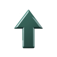 Shiny green 3D arrow pointing upwards, symbolizing growth and progress. arrow has glossy finish and stands out against plain background, conveying sense of direction and positivity png