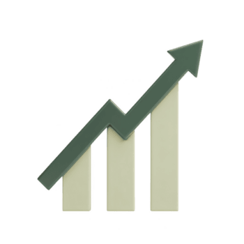 3d Barra gráfico com para cima seta simboliza crescimento e sucesso, apresentando três vertical bares e ziguezague seta apontando para cima. Projeto é simples e moderno png