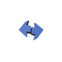 Blue broken arrow symbol with jagged split in middle, representing division or separation. arrow points in opposite directions, indicating contrast or conflict png