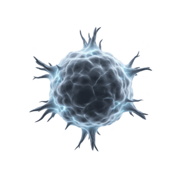 lysande, abstrakt representation av virus eller cell med taggiga utsprång och blå nyans, uppsättning mot genomskinlighet bakgrund. bild förmedlar känsla av vetenskaplig intrig png