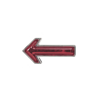 Shiny red arrow pointing left with metallic border, isolated on transparency background, conveys direction and emphasis png