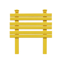 Bright yellow wooden fence with simple, symmetrical design stands against plain background, showcasing its vibrant color and clean lines png