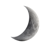 Detailed crescent moon with visible craters and surface texture against transparency background, evoking sense of mystery and wonder png